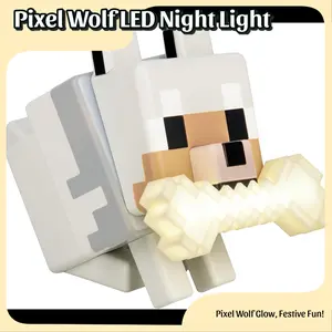 GLOWNEST DIY 3D Printing Handmade Pixel Wolf LED Night Light with Glowing Bone and RGB Collar Stylish Room Decor New Year And Valentine's Day Gift boyfriend birthday gift