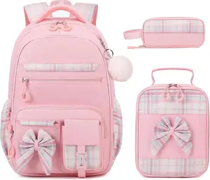 Backpack for Girls, 3 count Girls Backpack for School with Lunch Bag Pencil Case, Cute  Teens Bookbag for  Elementary  Middle School