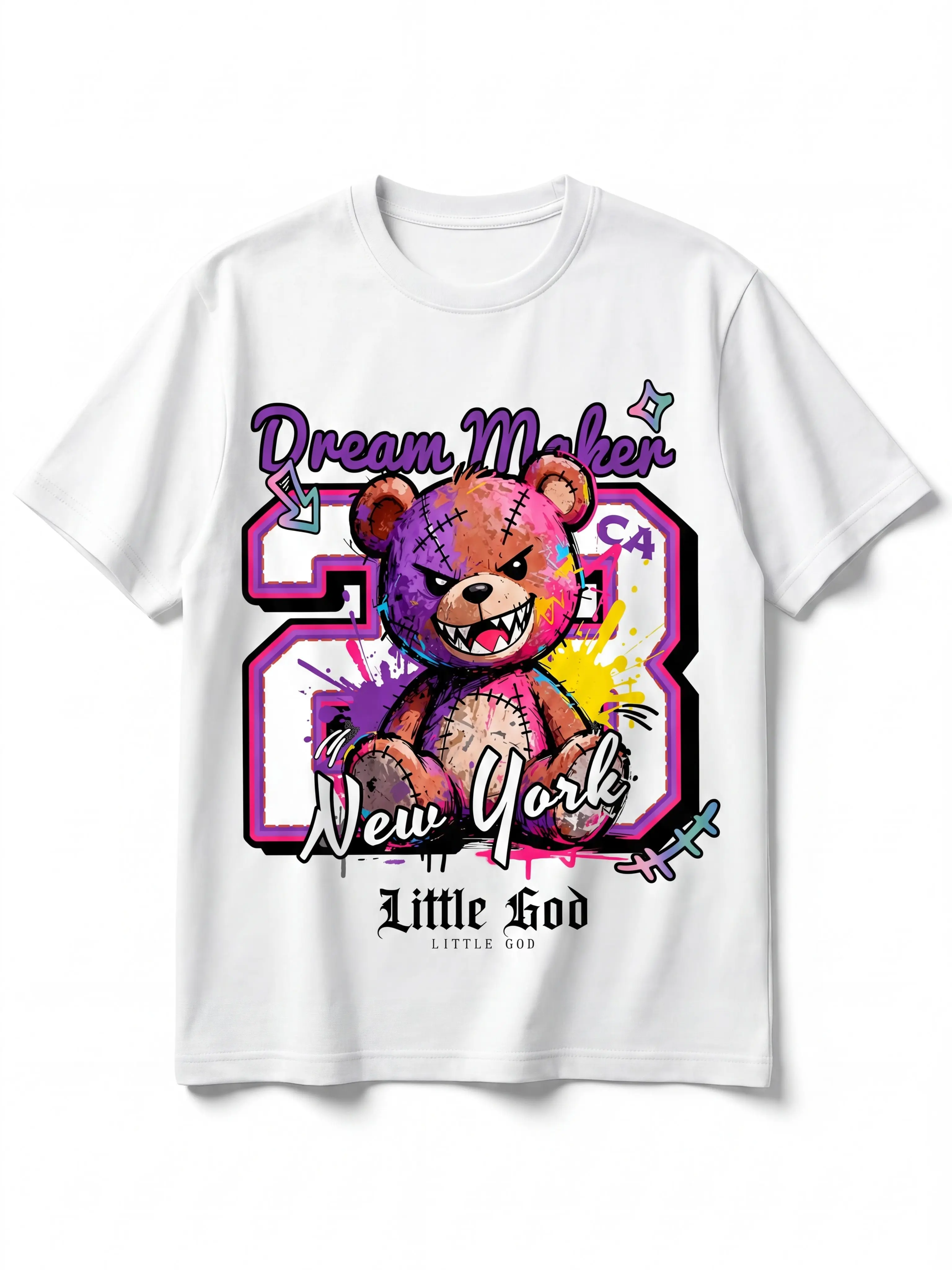 Casual Cotton Psycho Teddy Graphic Short-Sleeve T-Shirt