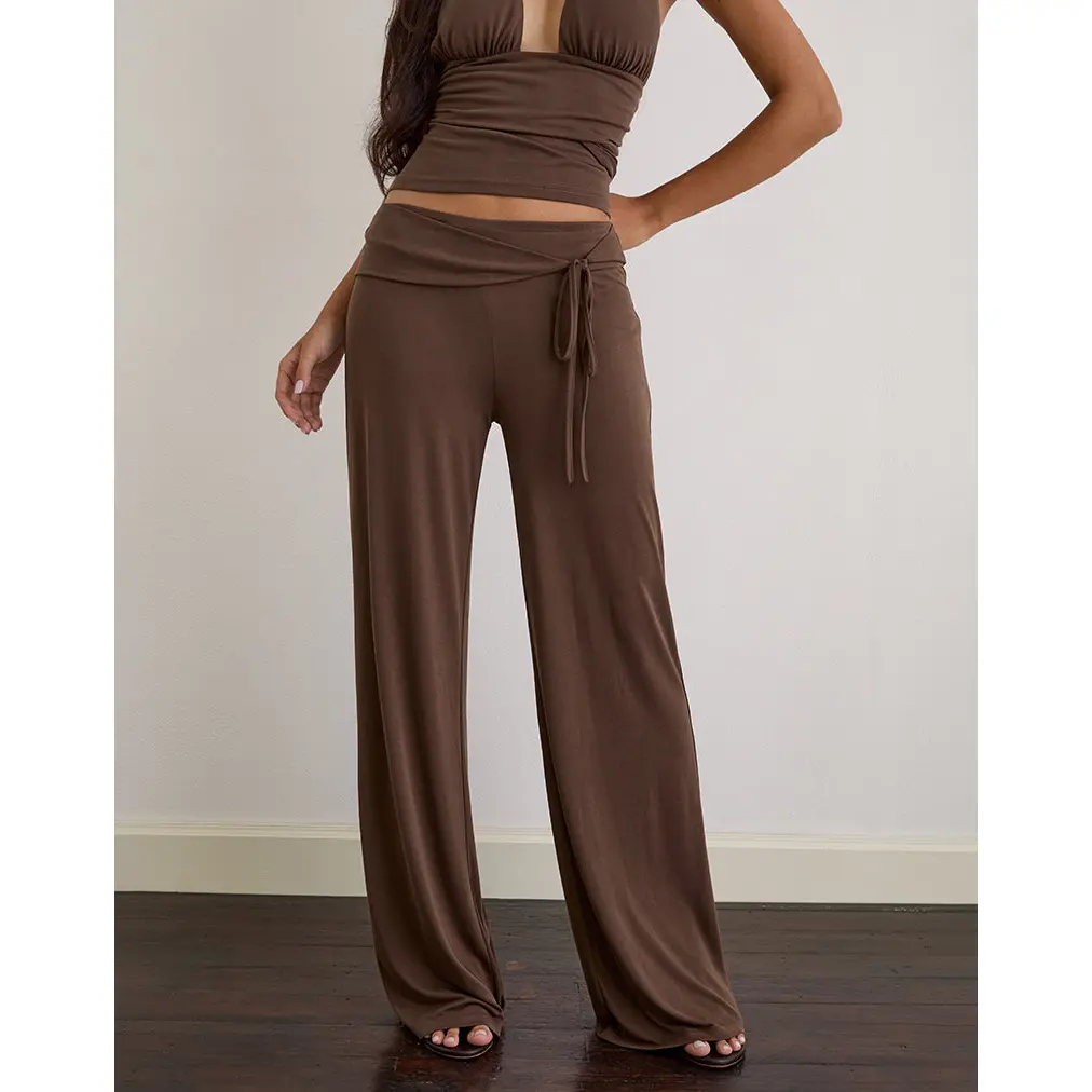 Donata Trouser in Cupro Dark Brown