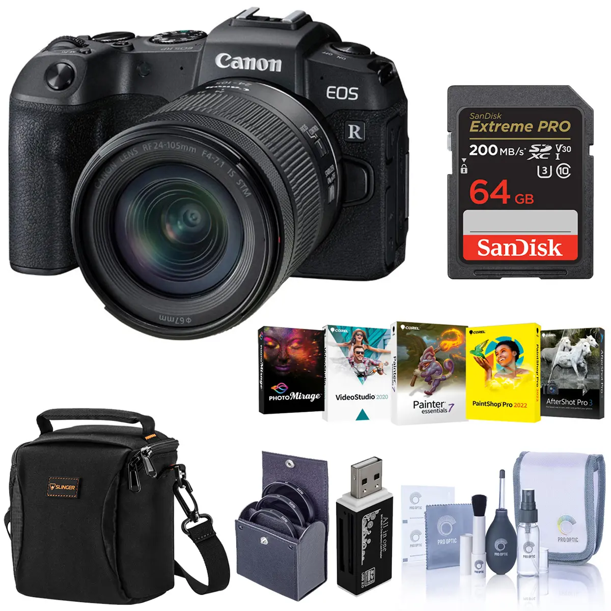 Canon EOS RP Compact 26.2MP Full-Frame Mirrorless Camera with RF 24-105mm F4-7.1 IS STM Lens, Li-ion Power, Image Stabilization - Bundle With Camera Case, 64GB SDXC Card, 67mm Filter Kit, Cleaning Kit, PC Software