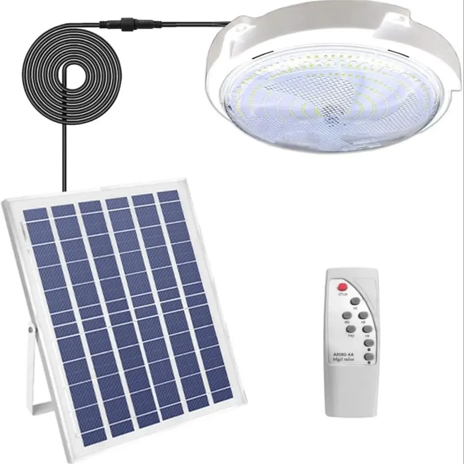 High-Power Solar Ceiling Light, Ip65 Waterproof Indoor Outdoor LED Solar Lamp, 6500k Bright Home Lighting, Remote Control Included, Solar Lights
