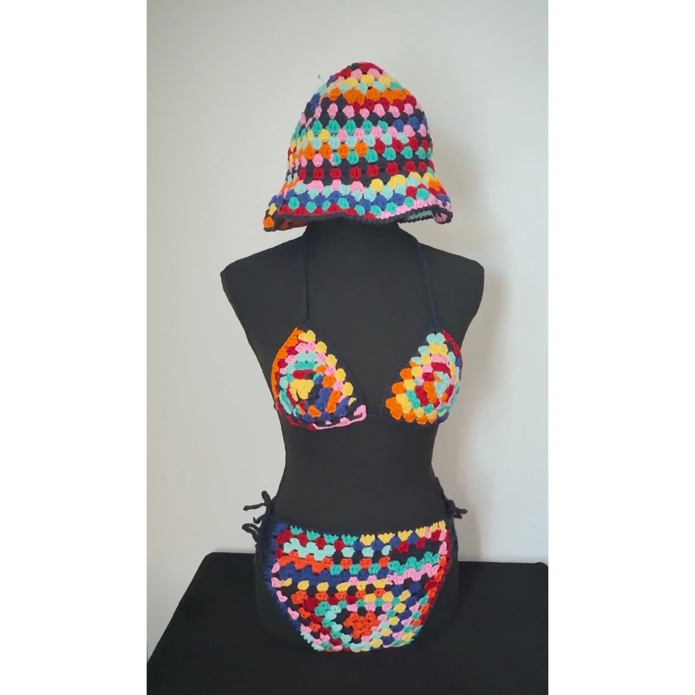 🎨 Kaleidoscope Dreams Crochet Bikini Set