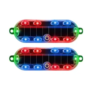 4Pack Solar-powered wireless LED flashing lights, no charging required, suitable for yard warning lights, anti-collision and anti-explosion safety lights for cars, motorcycle brake and tail lights, safety flashing lights, and drone warning lights pathway