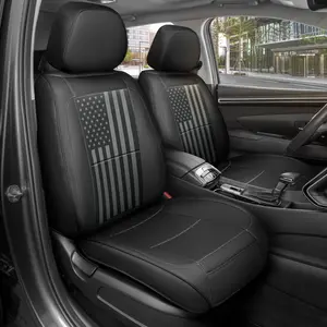 MotorBox American Flag Napa Leather Car Seat Covers for Trucks Cars & SUVs - Patriotic USA Flag Design - Premium Quality & Durability - Easy Installation & Protection Against Spills Stains Dirt & Wear