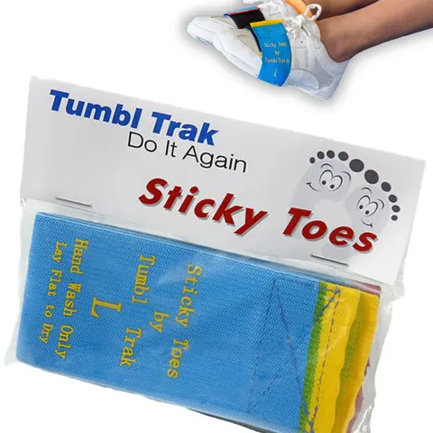 Tumbl Trak Sticky Toes Unisex One Size Gymnastics Training Equipment - Innovative Tool with Elastic Bands That Stay Together, Velcro for Instant Feedback, Footwork Drills; For Dancers, Martial Artists (Shoes or Barefoot Use for New Skills)