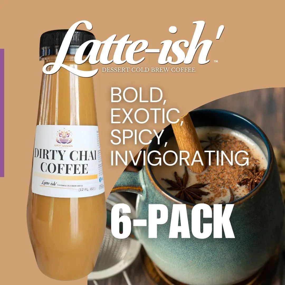 Latte-ish' Dirty Chai Coffee Cold Brew Coffee Beverage, 6-Pack 12 fl oz Bottles