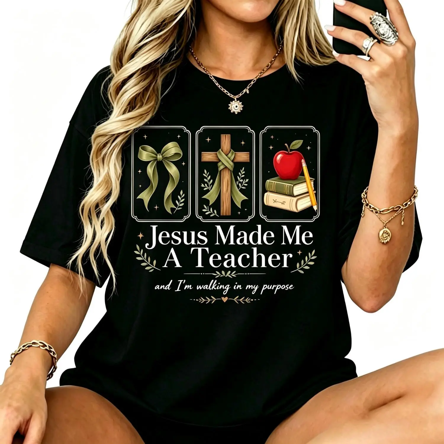 Jesus Made Me A Teacher Christian Preppy Back To School T Shirt Faith Inspired Teacher Tee Vintage Preppy School Gift For Educators