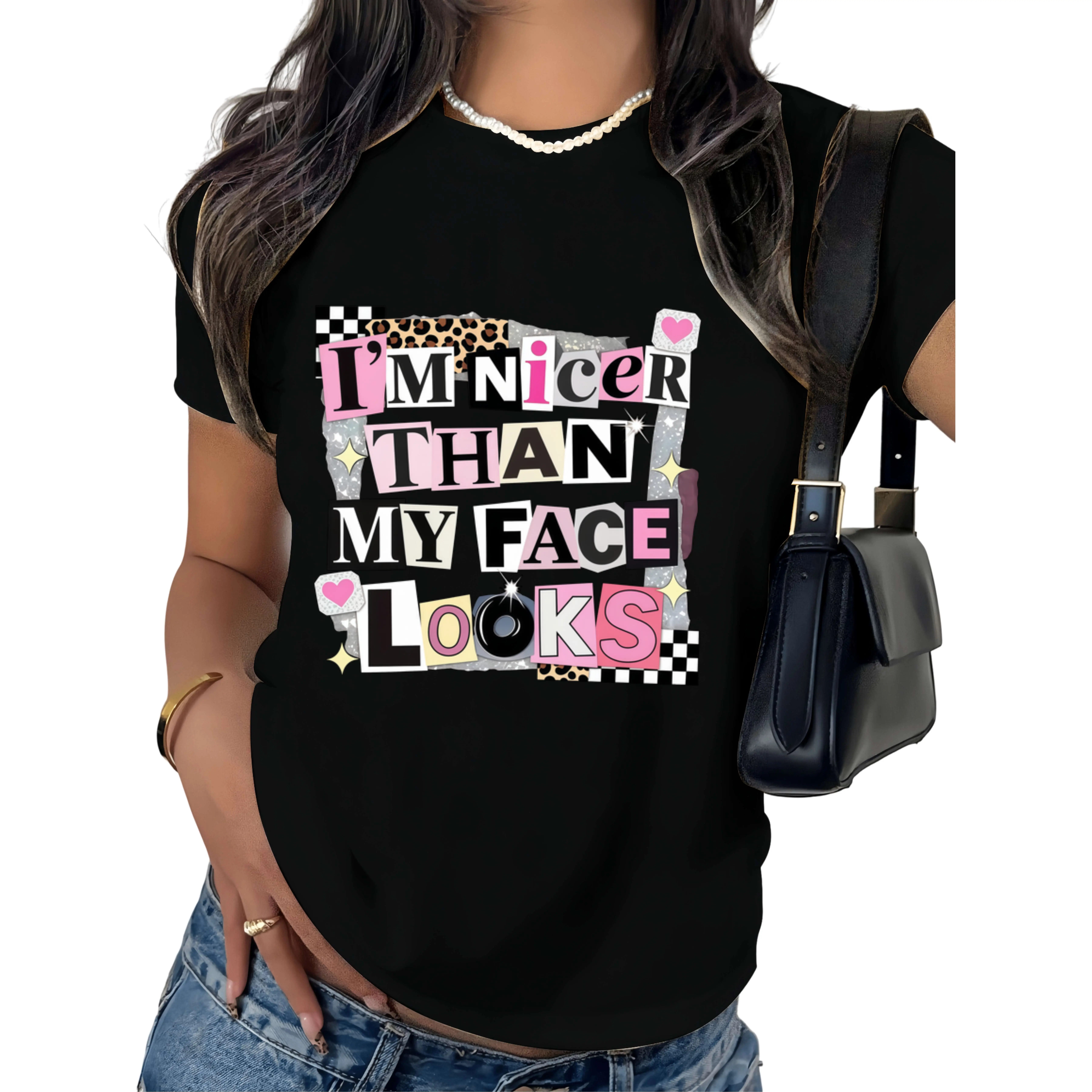 Funny Sarcastic Shirt, Im Nicer Than My Face Looks Tee, Aesthetic Shirt, Sassy Quote Graphic Tee