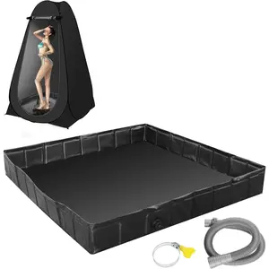 portable shower tent 41"x41"x5" Portable Shower Pan Camping Shower Base Collapsible Temporary Shower Stall with Drain Hose Durable Foldable Basin for RV Outdoor Bathing Pets Tent Indoor Outdoor Use