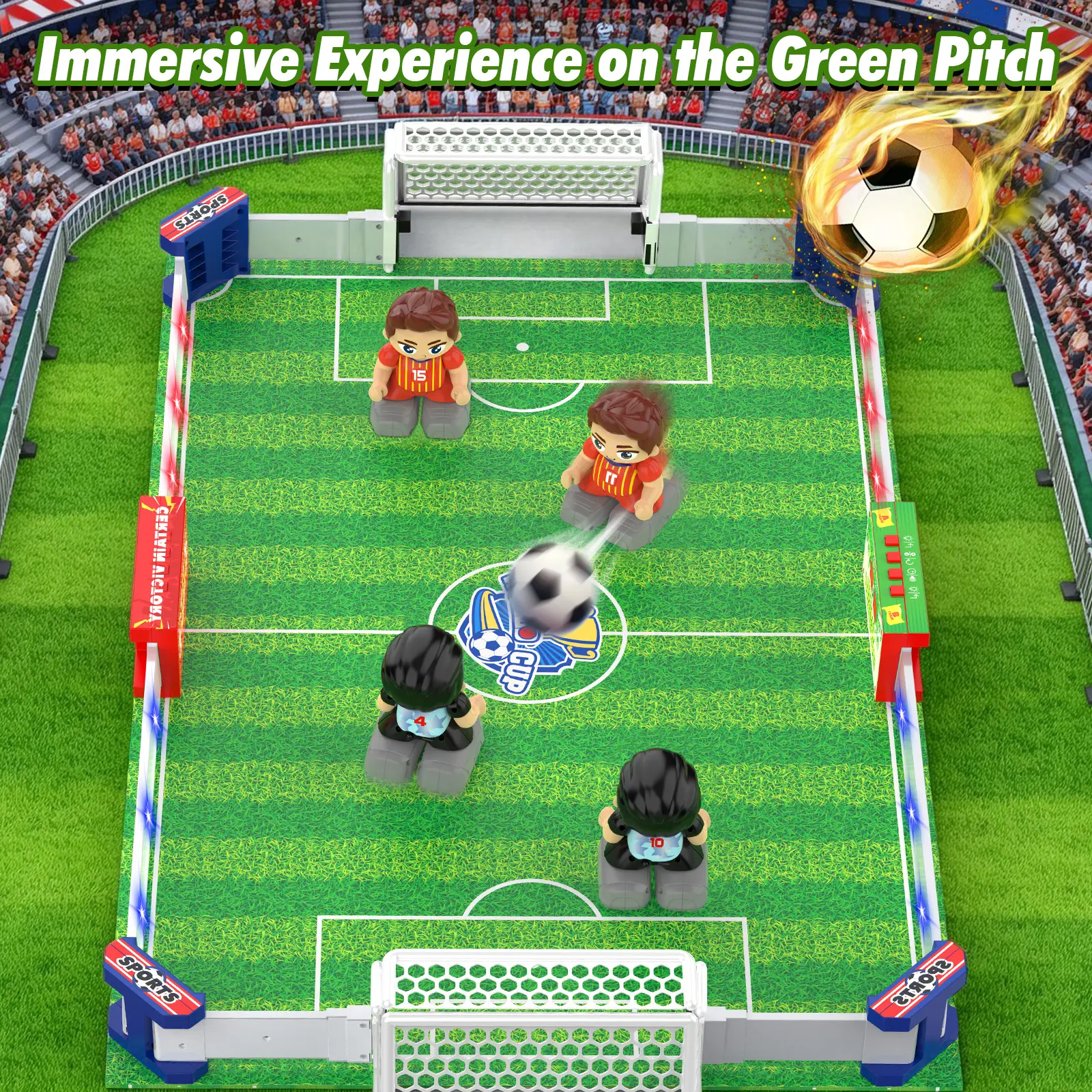 RC Soccer Board Game,  Portable Table-Top Soccer Game,1-4 Player LED Soccer Table for Kids with 3 Balls & 4 Remote Controllers, Gift for Boys and Girls, Suitable for Children Ages 6 and Up