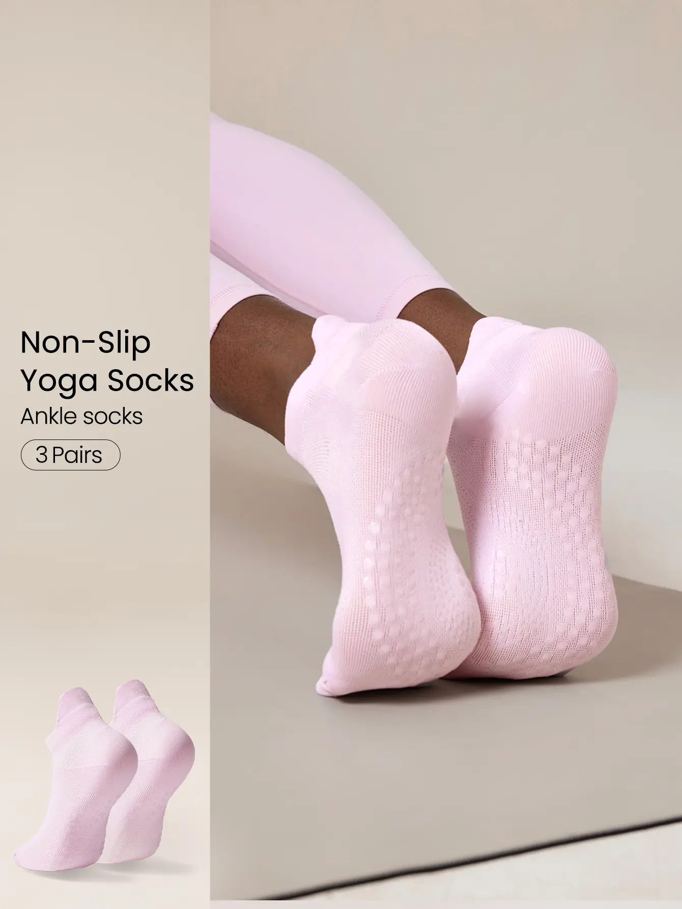 GLOWMODE 3 Pairs Socks Walk A Mile Soft Ventilated Mesh Grip Studio Workout Daily