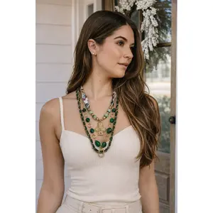 Esmeralda Green Scarf Cross Necklace