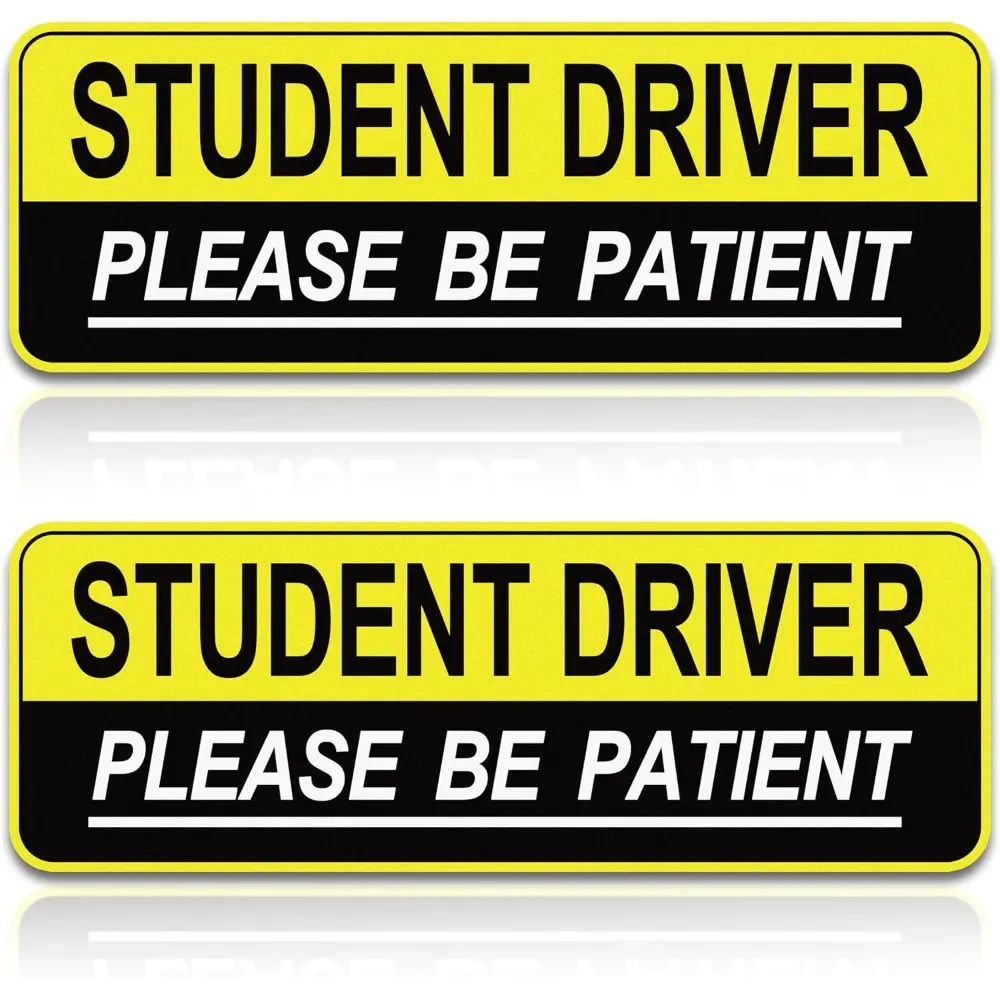 2pcs Student Driver Magnet For Car,Safety Warning Be Patient New Driver Sticker-Colorful,Reflective,Weather Resistant Bumper Sticker Magnetic Reflective Rookie Drive (Yellow)