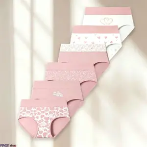 Women's Cotton Lingerie Briefs - 4/6 Pack Cute Love Print, High-Rise Cut, Snug Fit, Stretchy Band, Double Layer Crotch, Soft Breathable Lady Underwear for Everyday Wear & Postpartum Comfort - Soft Printed Briefs for Women, Breathable Underwear  Daily Wear