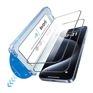 Screen Protector for iPhone 16/15/14/13/12 Series, Ultra HD Shatterproof Tempered Glass, Easy Installation, Case-Friendly, Fingerprint Reduction, Shockproof Handheld Protection Accessories 2 Pack Outdoorfun Full Coverage