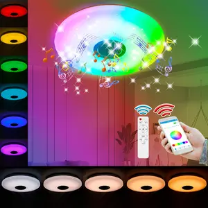 RGB LED Bluetooth Music Ceiling Light, Music Sync Lights, 256Colors Dimmable with Remote DSP Player BT APP Control Timing Function Memory Mode Festival Party Atmosphere Lamp AC100-240V Bedroom Living Room Multicolor Lamps