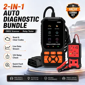 V520 OBD2 Scanner & 12V Relay Tester Combo Set, Auto Diagnostic Code Reader with Live Data, I/M Readiness, DTC Library, Battery Voltage Check, 4/5 Pin Automotive Relay Testing Tool for DIY Car Troubleshooting