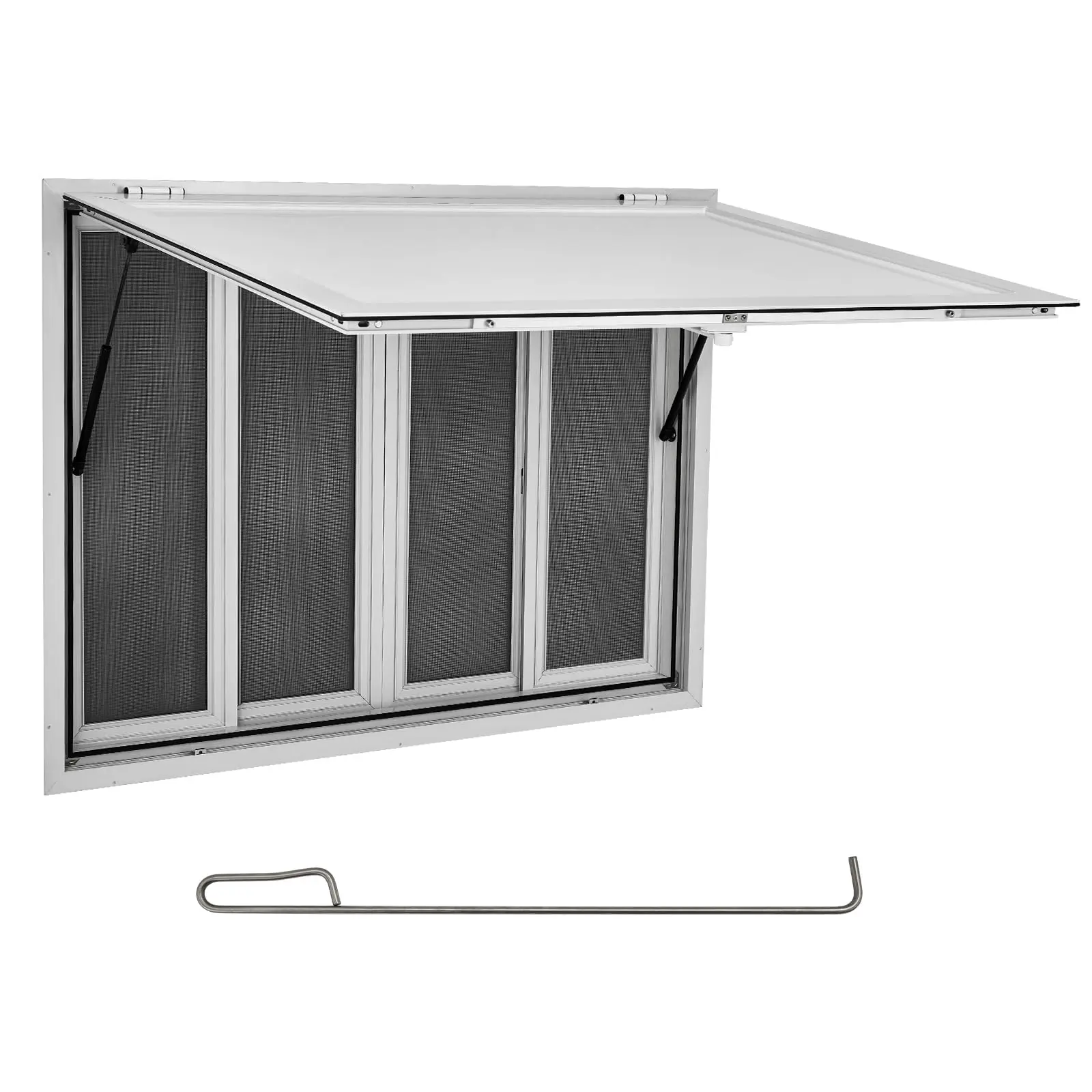 Garvee Concession Window for Food Truck, 60 in x36 in Stainless Steel 4-Sliding Windows with Mesh Screens, Multi-Service Hatch for Festival, Fair, Outdoor Catering