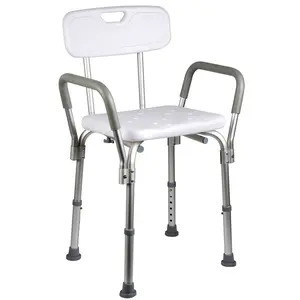 Shower Chair Seat with Padded Armrests and Back, Heavy Duty Shower Stool for Bathtub, Slip Resistant Shower Seat with Adjustable Height, Shower Bench for Inside Shower with 350 lb Capacity