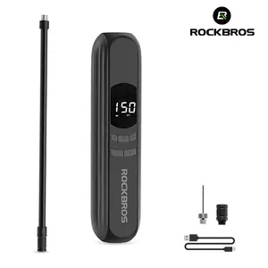 ROCKBROS Electric Bike Pump, 150 Psi Tire Inflator Portable Air Compressor, 2600mAh Rechargeable Air Pump with Digital Pressure Gauge Auto-Stop, Tire Pump for Bicycle Motorcycle Car and Ball