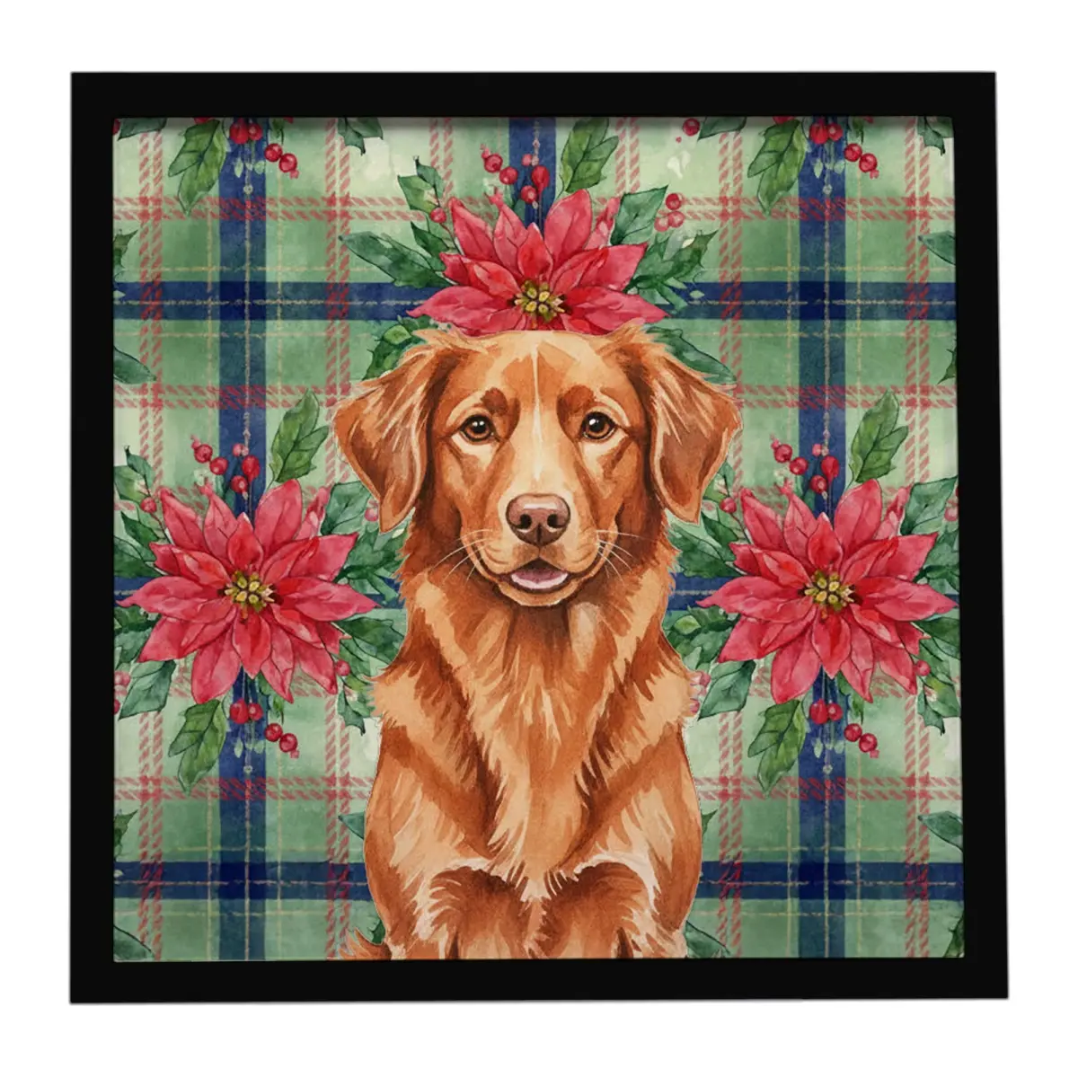 Carolines Treasures WDK8734MFP88 8x8 in. Aluminium Wall Print - Artistic Copper Nova Scotia Duck Tolling Retriever, Christmas Poinsettias Flowers Framed Metal Artwork, Home Decor with Hanger, Ideal Gift for Enthusiasts