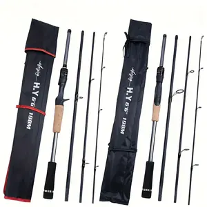 [W] 1pc Ambidextrous Medium Fast Action Portable Fishing Rod, 4-Section Carbon fishing pole, Ceramic Guide, Medium Light Power, Baitcast Ready, Compact & Lightweight For Long-Distance Casting