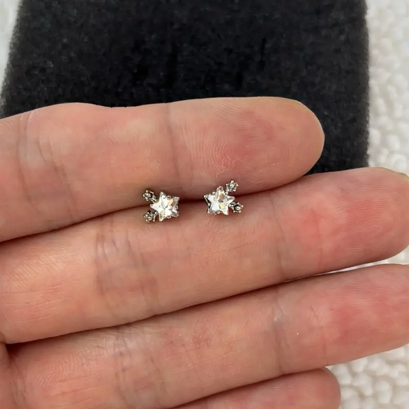 6mm Small CZ Star Stud Earrings for Men Women Streetwear Punk Hip Hop Unisex Earrings