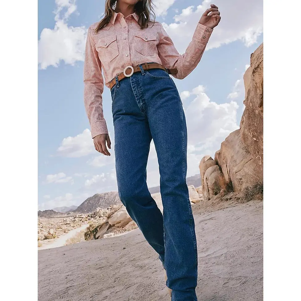 Wrangler Cowboy Cut Stonewash Women's Jeans, Original, Spandex, Cotton, Fitted, Pants, Bottom, Elastane, Slim, Denim, Pocket, Lady, Western Wear For Women, High Rise, Spandex Stretch, Casual, Indigo Wash, 5X30