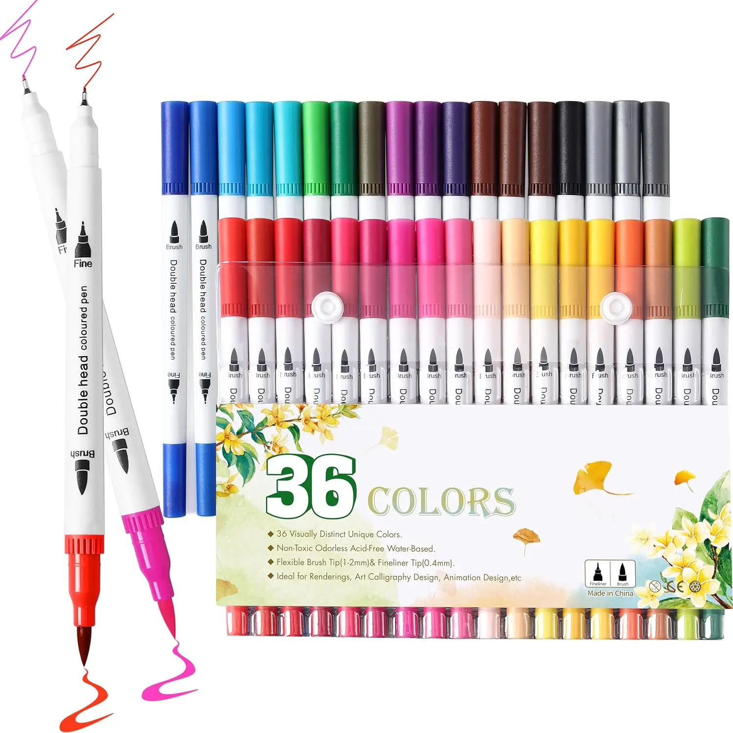 Halloween Fall Gift  6 Art Markers for Adult Coloring Books, Dual Tip Watercolor Brush & Fineliner Pens for Journaling Sketching Lettering Drawing Calligraphy, Doodle, Ideal Gifts for Teen Girls