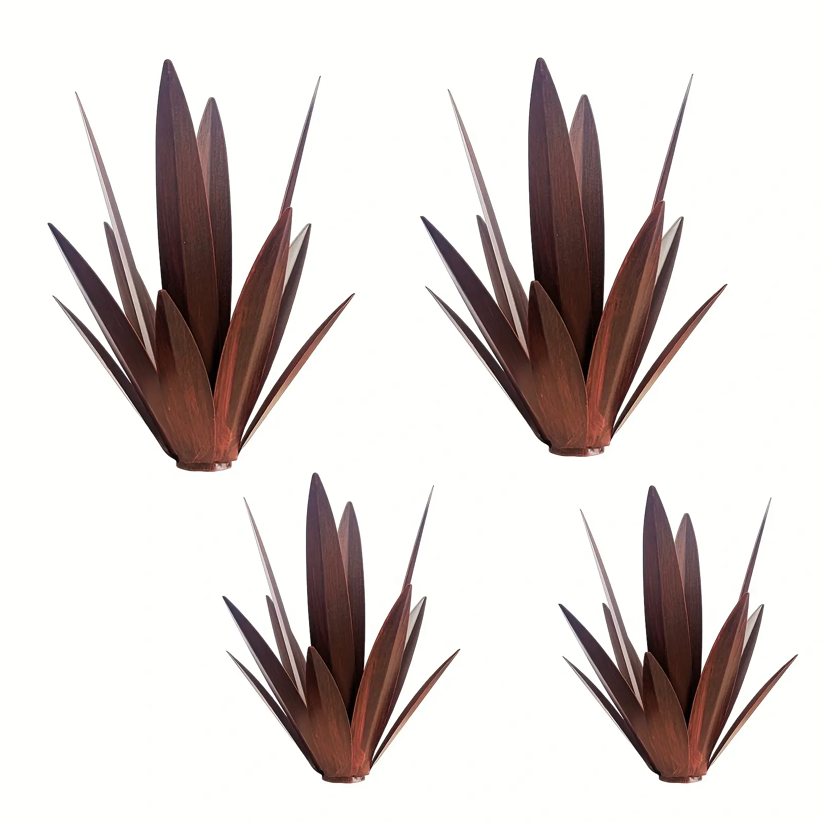 4 Pack Hand-Painted Metal Agave Garden Stakes (1 Large + 1 Small) - Garden Decor for Lawn Patio, Ideal Housewarming Gift Statue with Desert Vibe & Bohemian Style for Home Improvement