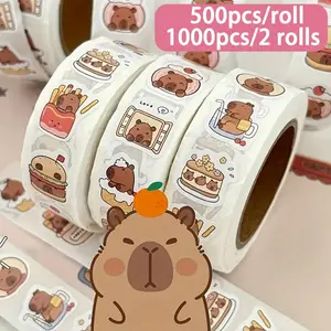 500/1000pcs Capybara Stickers, Decorative Stickers, Self-Adhesive Animal Pattern, Ideal for Crafts, Skateboard, Guitar Embellishments, Holiday Presents, Laptops & Scrapbooks, Diy Decorative Stickers