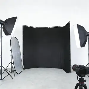 CNCEST 13x8ft Portable Backdrop Stand with Black Screen Collapsible Photography Background Support for YouTube, Live Stream, Studio, Zoom, Product & Green Screen Video Shooting