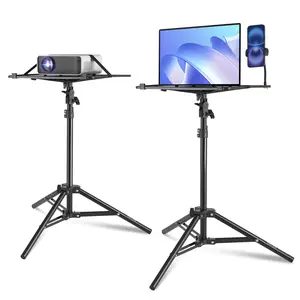 summervibes VEVOR Adjustable Tech Accessories Projector Stand Tripod, 26.97-63 in Height Range, Portable with Tray & Gooseneck Phone Holder, for Outdoor Movies, Home, Office,