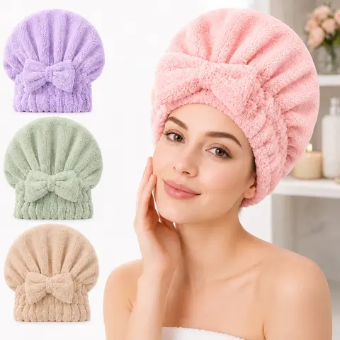 Women's Plain Microfiber Hair Turban - Super Absorbent, Extra Soft Fast Dry Sports & Outdoor Hat for Shiny Hair