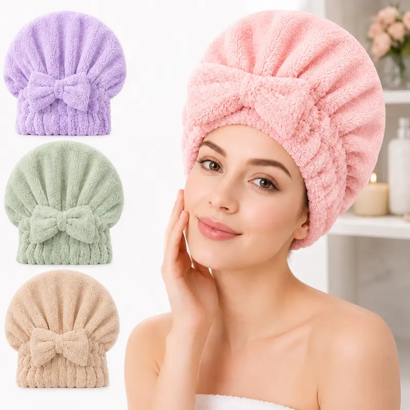 Women's Plain Microfiber Hair Turban - Super Absorbent, Extra Soft Fast Dry Sports & Outdoor Hat for Shiny Hair