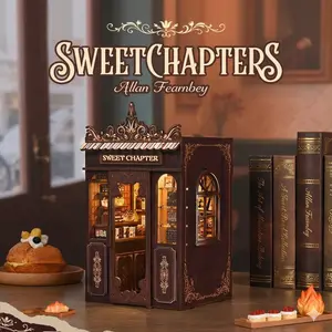 Vintage Bakery Miniature House - Sweet Chapter 3D Wooden Book Nook Alternative, Shelf Decor Ornament