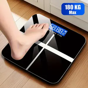Large Platform Tempered Glass Digital Bathroom Scale, High Precision Weight Measurement, LCD Display with Temperature Sensor, Max Weight 180kg/400lb, Perfect for Home Fitness, Body Weight Scale