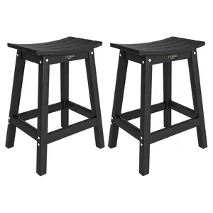 VINGLI 24 Inch Outdoor Bar Stools Set of 2, HDPE Counter Height Bar Stools for Bar, Kitchen Counter, Yard