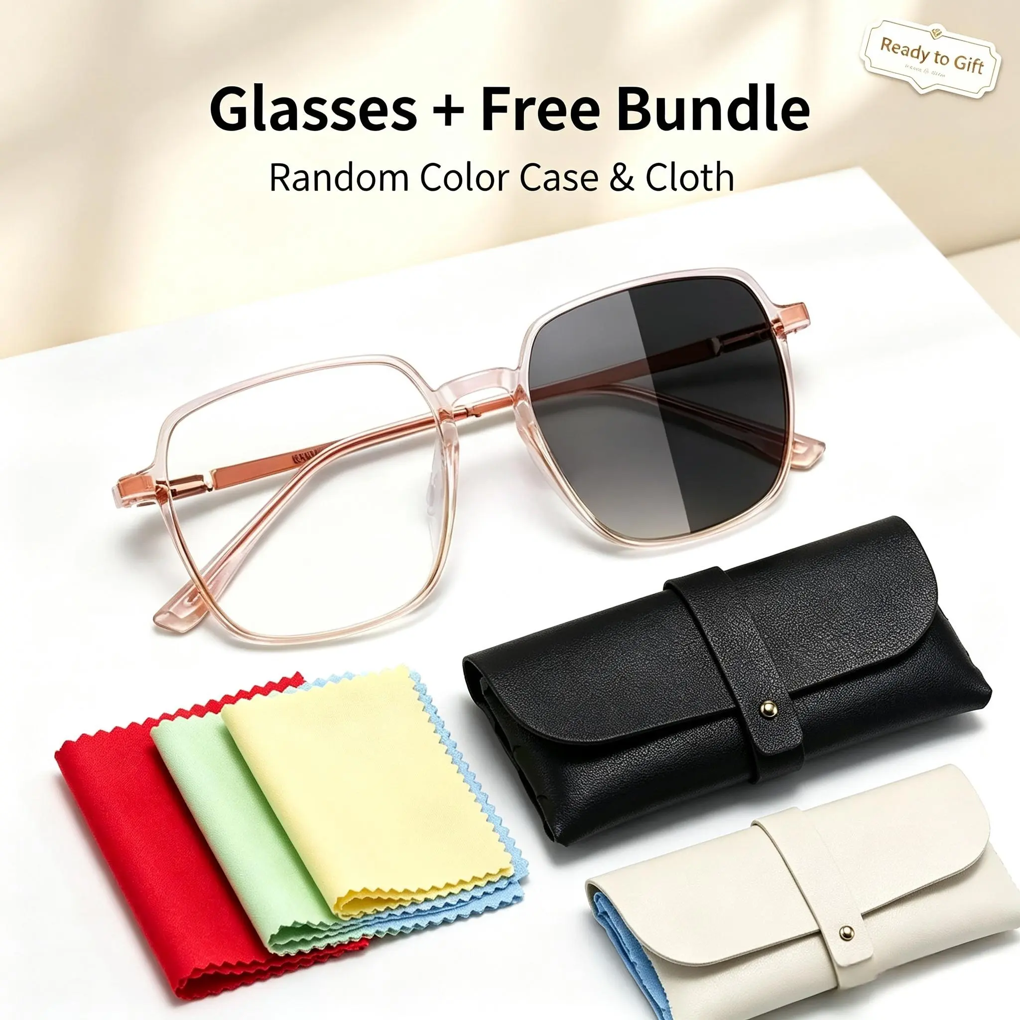 Fashion Women Transition Photochromic Eyewear, Anti Blue Light Computer Glasses That Automatically Turn Sunglasses Under Sunlight, Chic Polygon Transparent Frame Eyeglasses, Bonus Random Glasses Box & Microfiber Cloth