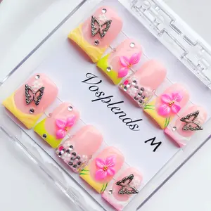 [DUCK TIP COLLECTION 3] Vosplends 10PCS Handmade y2k duckbill nails,acrylic press on nails,Y2K Style Duckbill Square Nails, Handmade Press On False Nails, Full Color Design, Perfect for Parties, Includes Jelly Glue, Crystal Stick, Filepress on. nail