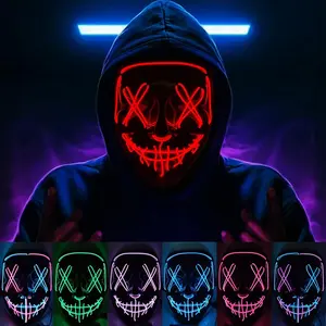 Light Up Mask, LED Light up , The Purge Mask with 3 Lighting Modes,Scream Purge  for Festival