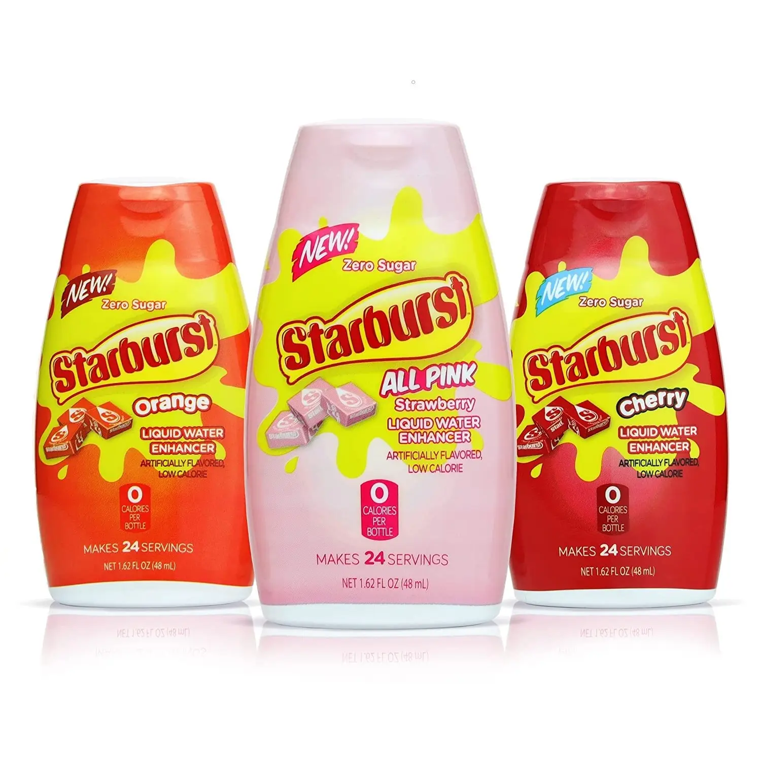 Starburst Liquid Water Enhancer Variety Pack of 3 | 1 Bottle Each Flavor - Strawberry, Orange and Cherry | Zero Sugar Zero Calorie Water Flavoring Drops