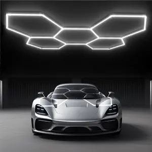 LUMENFOX 2025 New DIY Plug-In Hexagonal Ceiling Lights, Honeycomb Ceiling Lights, Light Efficiency 110LM/W, Hexagonal Garage Lights are suitable for garages, supermarkets, shopping malls, car shows and basements, Lighting，Jumpstart newyear