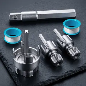 3Pcs Internal & External Pipe Threading Tool, PVC Pipe Threader, Pipe Threading Tool, 1/2'' 3/4'' 1'' Dies Electric Drill Compatible for Home Repair - Home Improvement.