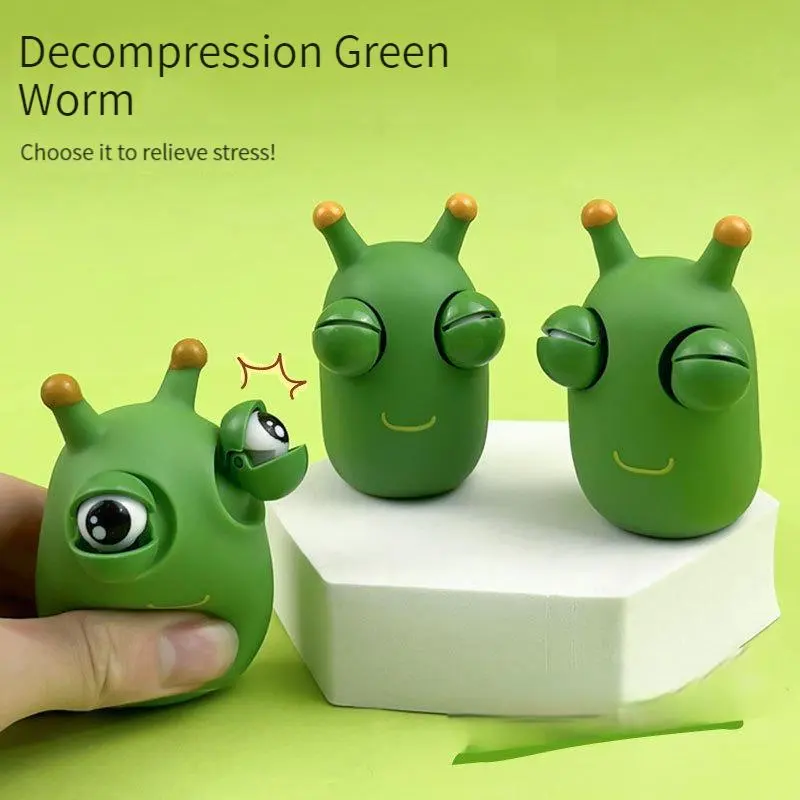 Decompression Toy Funny Eyeball Burst Squeeze Toy Squishy Vegetable Worm Fidget Toy Caterpillar Stress Relief Insect Antistress