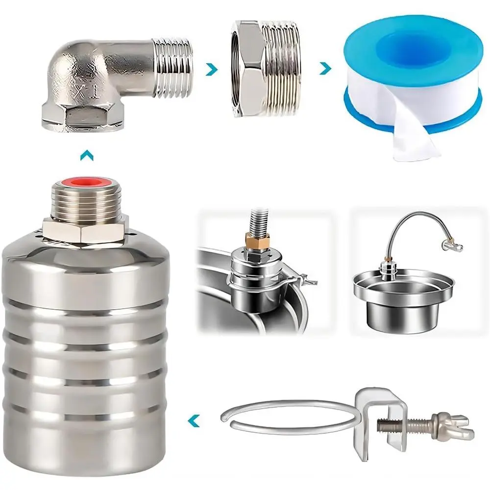 1 Set 304 Stainless Steel Fully Automatic Watershut Off Valve,1/2" to 3/4'' Water Level Control Float Valve,Automatic Water Level Controller for Tank,Pool,Livestock Troughs,Christmas Fathersdaygift,Tools & Hardware