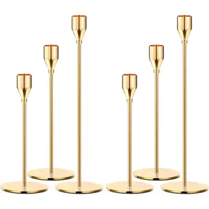 Candlestick Holders,Set of 6 Taper Candle Holders,H HOME-MART Vintage Taper Candle Holders Metal Candle Stick Holder Decor Candle Holder Centerpieces for Fireplace Party Dining Home