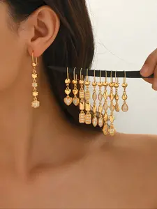 Elegant Copper High Quality Earrings Fashion Jewelry for Women, Casual Style with Rhinestone Design, Perfect for Daily Wear and Commuting, Trendy Fashionable Accessories