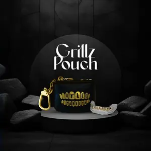Grillz Carrying pouch to Store Gold & Diamond custom Tooth Art with attachment latch to secure onto belt loops, purses, etc. Zipper for security.